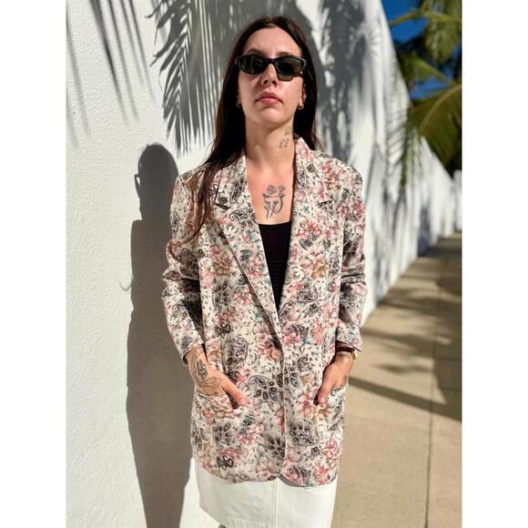 VTG 80s/90s Oversized Floral Print Blazer Paisley Print Blazer Womens USA Made - Picture 5 of 7